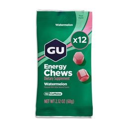 GU Energy Chews, Arbuus Energy Gummies koos elektrolüütidega, Vegan, Gluteenivaba, Kosher, Kofeiinivaba ja piimavaba On-The-Go energia iga treeningu jaoks, 12 kotti (24 teenindust kokku)