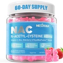 Nextdia NAC Gummies lastele ja täiskasvanutele, N-atsetüültsüsteiini lisa 600mg 1000mg w / C-vitamiin, tsink, Elderberry antioksüdantide ja immuunsüsteemi tugi, Lung & Maks Tervis, Suhkruvaba, 120 Ct