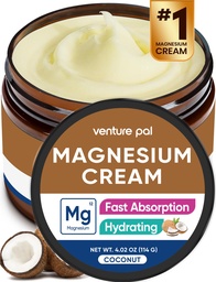 Venture Pal Magnesium Lotion, Topical Magnesium Cream Sleep, jalakrambid ja valu, lihaste lõõgastav, rahulik, niisutav täiendus kookosõli, sheavõi ja hüaluroonhape, ohutu lastele