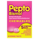 Pepto Bismol näritavad tabletid iivelduse, kõrvetiste, seedehäirete, kõhukinnisuse ja kõhulahtisuse jaoks - 5 sümptomit kiire leevendus, originaalne maitse, 48 ct
