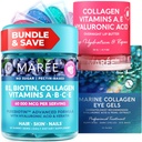 MAREE Bundle - Vitamiin B1 Tiamiinkummid, huulemask, silmaalused geelid - A, E, D, C-vitamiinid - kollageen ja hüaluroonhape - kompleks nahale, küüntele, juustele - mask kuivadele huultele - geelid pundunud silmadele