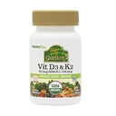 Natures Plus Life Gardeni allikas Vitamiin D3 ja K2-60 Vegankapslid - edendab luude tuge, immuunfunktsiooni, südame-veresoonkonna tervist ja meeleolu tasakaalu - vegan, gluteenivaba - 60 serveerimist