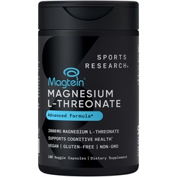 Spordiuuringute magteiin Magneesium L-Threonate Kapslid - Magneesiumilisa mälu, fookuse ja tunnetuse jaoks - Magneesium L Threonate toetab aju tervist, und ja meeleolu - 2000 mg, 180 kapslit täiskasvanutele