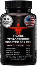 Anaboolne Booster & Lihaste Ehitaja, T-GAINS Testosterooni täiendus meestele, TRT Test Booster & Östrogeeni Blocker, HGH täiendused meestele - Tongkat Ali Fadogia Agrestis lihaste kasvu, 120 kapslit