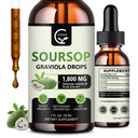 (2 Pack) Soursop Graviola Liquid Drops 1800mg , 98% Imendumine Soursop Bitters Vedelik rakkude toetamiseks ja regenereerimiseks , Immuunvõimendus , lõdvestumine , maks ja uni , taimsed headus , Gluteenivaba , 1 Fl Oz