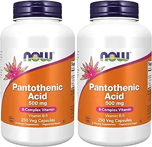 Nüüd täiendused, pantoteenhape (vitamiin B-5) 500 mg, B-kompleksvitamiin, 250 kapslit (pakk 2)