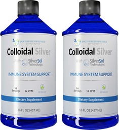 Kolloidne hõbevedelik - 12 PPM Premium Silver Solution, 60 MCG per Serving, kõik looduslikud, Vegan Immune System Support, Ionic Silver Water Daily Mineral Supplement (2-16 Fl oz pudelid)