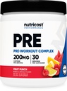 Nutricost Pre-Workout Complex Pulber (30 Servings, Fruit Punch) - beeta-alaniini, tauriini ja aminohapetega