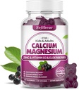 softbear Calcium Magnesium Zinc Gummies for Women, High Absorption Calcium Magnesium Supplement for Bone Strength, Sugar-Free, Vegan, Elderberry Flavor 60 Gummies