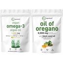 Mikrokoostisosad Oregano Softgels 300 Count & Vegan Omega 3 vetikate õlilisand Bundle 2 Pack | Carvacrol & Thymoquinone | Full Spectrum Omega-3 Alternatiivne