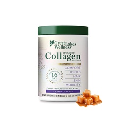 Great Lakes Wellness Movement Boost Advanced Collagen Peptides pulber MSM, hüaluroonhape, C-vitamiin - liigese liikuvus ja mugavus - karamelli maitsestatud - Non-GMO, Keto, Kosher - 8 oz