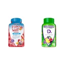 Vitafusion Fiber Well Sugar Free Fiber Supplement & Vitamiin D3 Gummy vitamiinid luu ja immuunsüsteemi tugi, virsik, murakas ja maasikamaitseline, 50 mcg D-vitamiini, 75 päeva pakkumine, 150 Count