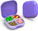Daily Pill Organizer 4 koosseisud, Väike Pill Box Portable Travel Pill Case, Mini Pill Konteiner Purse Tasku, Compact Travel Medicine Korraldaja Vitamiin, Cod Maksaõli, täiendus (Purple)