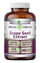 Amazing Formulas Viinamarjaseemne 800 Mg ekstrakt (20:1) | 16000 Mg ekvivalent | Veggie kapslid | Mitte-GMO | Gluteenivaba | Valmistatud USAs (240 Count)