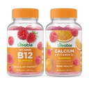 Elujõuline vitamiin B12 + kaltsium D-vitamiiniga, kummipakend - suurepärane maitse, vitamiinilisand, gluteenivaba, GMO-vaba, närimiskõlblik