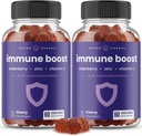 Immuunsüsteemi tugikummid | Elderberry, C-vitamiini, tsingi, Echinacea, Astragalus Root & Ingveri võimas segu | Täiskasvanute ja laste immuunsuse tugevdajad | Vegan & Non-GMO | Kirss | 60 Ct (2 Pack)