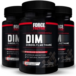 FORCE FACTOR DIM, 3-Pack, pillid östrogeeni vähendamiseks meestel, diindolüülmetaani lisand koos peamiste looduslike koostisosade ja suurema imendumisega, diindolüülmetaan 300mg, töötab kiiresti, 90 kapslit