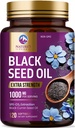 Black Seed Oil 1000mg - Premium Extra Tugevus Nigella Sativa Blackseed Oil - Black Seed Oil Nahk, Seedetrakti Tervis & Immune Support - Non-GMO Antioksüdant, Gluteenivaba täiendus - 120 Softgels