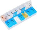 Pill Organizer 7 päeva, Pill Box 2 korda päevas AM PM Pill Case, Weekly Pill Container Portable Travel Medicine Box vitamiine ja toidulisandeid (sinine-valge)