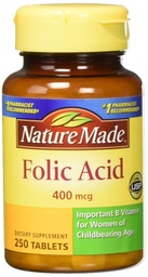 Looduses valmistatud foolhape (400 mcg) tabletid, 250 loendurit, pakend 2