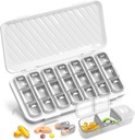 GloDeals Weekly Pill Organizer - suur 7-päevane meditsiinikorraldaja, 3 korda päevas, valge