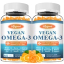 2 Pack Omega-3 Gummies Potent Vetikad Omega Allikas, Boost Aju, Silma Ja Immuunfunktsiooni DHA ja EPA Vegan & Sugar Free, Orange Flavor, 120 Count