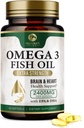 Omega 3 kalaõli pillid 2400mg - kolmekordne tugevus Omega 3 kalaõli toidulisandid - parim EPA & DHA rasvhapped aju ja südame tervise toetamiseks, looduse omega3 lisand, 30 päeva pakkumine - 60 softgels