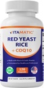 Vitamatic Citrinin- Free Red Yeast Rice 1200 mg Kapslid CoQ10 100 mg , Flush Free Niacin 100 mg & Küüslaugupulber 20 mg - 120 Veg Kapslid