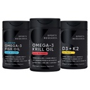 Spordiuuringud Antarktika krillõli Omega 3 1000 mg (kahekordne tugevus) koos fosfolipiidide, koliin ja astaksantiin, kolmekordne tugevus Omega 3 kalaõli ühe allikaga Wild Alaska Pollock 1250mg, vitamiin D3 K2
