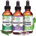 Botaaniline valik Passion Flower, Rosemary Leaf, & Gymnema Sylvestre ekstraktid Bundle – igapäevane üldine heaolu komplekt (1 fl. Oz. Iga