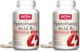 Jarrow valemid Pantoteenhape B5 500 mg - 100 Veggie kapslid - Essential B Vitamiin - Energia tootmine ja ainevahetuse tugi - 100 serveerimist (Pack of 2)