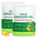 Oregano softgelsi õli, 2 in 1 Oregano õli musta seemne õliga 240 loend, Oreganoõli lisakapslid, orgaaniline Oreganoõli ekstrakt, Non-GMO, Gluteenivaba - 2 kott
