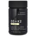 Sport Research Vitamiin D3 K2 Softgels - Taimne K2 & Vegan D3 5000iu koos kookospähkli MCT õli - Vegan Certified, Soja & Gluteenivaba - 120 Count