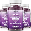 NEW AGE Immuunsüsteemi tugikummid - Sambucus Black Elderberry Gummies koos C-vitamiini ja tsingiga (immuuntugi 180 kummikut)