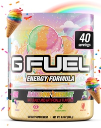 G Fuel Rainbow Sherbet energiajoogi pulber, Pre Treening Kofeiinisegu hasartmängudeks, Sugar Free Focus Amino, Vitamiin + Antioksüdandid, 9,9oz (Vikerkaare šerbet, 40 Servings)