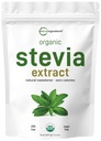 Puhas orgaaniline Stevia pulber, 8 untsi, 1418 serveerimine, kõrge kvaliteediga Stevia Green Leaf Extract Reb-A, vähendatud mõru järelmaitse, 0 kalorit, looduslik magusaine, suhkru alternatiiv, Keto sõbralik