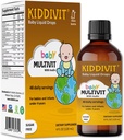Kiddivit Baby Multivitamiin Vedel tilgad inuliiniga - 48 igapäevast serveerimist, 4 Fl Oz (120 ml) - Klaaspudelit - suhkruvaba, gluteenivaba, taimetoitlane sõbralik
