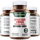 Vegan Labs Õunasiidri äädikakapslid ema- 180 Vegan Kapslid, 1600MG Per Serving - 100% looduslik ACV pillid - toetab tervislikku seedimist, Keto, kaalujälgimine, Detox ja immuunsüsteemi