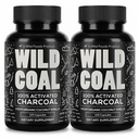 Wild Foods Activated Charcoal Capsules | 100% orgaaniline kookospähklikestad Aktiivsed tabletid puhumiseks Relief | Lab Testitud & Non-GMO Detox Pills | USA (Kaks pudelit - 120 kapslit)