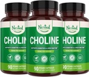 Pesitsevad looduslikud koliinbitartraat 500mg | kõrge potentsiga koliinilisandid | Toetab kognitiivset jõudlust ja maksafunktsiooni | 100% Vegan & Non-GMO | (3-Pack)