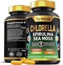 Klorella täiendus meestele ja naistele - 7in1 valem koos Spirulina, Sea Moss, klorofüll, Gotu Kola, Boswellia & Bacopa - Immuunsüsteemi tugi - rikkalik toitaineid, vitamiine - 120 kapslit