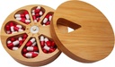 Fashciaga Bamboo Wood Daily Weekly Vitamin Medicine Pill Organizer Case Box, Kitchen Soola Vürtsikeldri konteinerid, Kõrvarõngas Ehted Dekoratiivne kast (Suur)