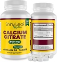 Shiny Leaf Calcium Minis 600 mg - päevased tabletid kaltsiumtsitraat 600mg Plus D3-vitamiin bariaatrilise post-Op ja mao möödavoolu jaoks naistele ja meestele, lihtne neelata, valmistatud USA-s, taimetoitlane - 120 Ct.