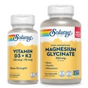 SOLARAY Vitamiin D3 K2 ja magneesiumglütsinaat - Luude tervise komplekt - Kaltsiumi imendumine, närvi, südame ja immuunsüsteemi tugi w/ 5000 IU D-vitamiin, 350mg Kelaaditud magneesium, 60-päevane garantii, 120ct / 120ct