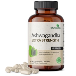 Futurebiotics Ashwagandha Extra Strength Stress & Mood Support with BioPerine - Non GMO Formula, 120 Vegetarian Capsules
