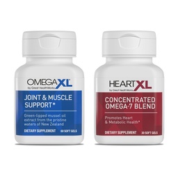 OmegaXL ühine tugi täiendada - looduslik lihaste toetus, roheline libistatud rannakarbiõli, pehme geel pillid, ravimivaba, 60 Count + HeartXL 30 Count, kõrge potentsi Omega-7 segu