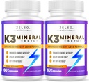 ZELSO (2 Pack K3 Mineraalkaalulangus pillid naistele ja meestele, K3 Mineraalpillid - K3 Sool Mineraal, Vitamiin + K3 kapslid Täiendus Keto Kaalulangus - 2 kuud pakkumine