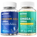 Liposomal Calcium AKG Supplement 1500mg + Vegan Omega 3 Supplement 1000mg