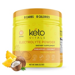 Keto Vitaalid Elektrolüüdid Pulber - Suhkruvaba Keto Elektrolüüdid Pulber kaaliumi, magneesiumi, naatriumi ja kaltsiumiga - Ei Suhkru Elektrolüütide Joogi Segu Ja Hüdraat Pulber, 60 Servingut, Ananassi Kookospähkel