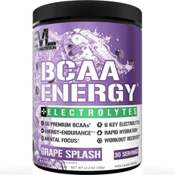 EVL BCAAs Aminohapped Pulber - BCAA Energy Pre Workout Pulber lihaste taastamiseks Lean kasvu ja vastupidavust - Rehydrating Post Treeningu taastamise Jook 6 võti elektrolüüte - Viinamarja Splash